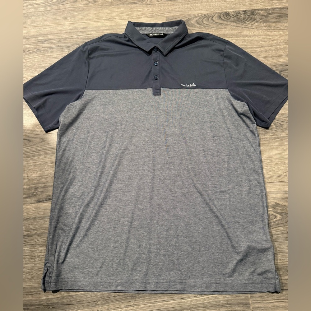 Men's Travis Matthew Two-Tone Polo Shirt - Dark Gray and Light Gray